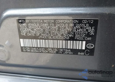 2013 Lexus Gs 350 z USA, uszkodzony, nr VIN JTHCE1BL4D5003258